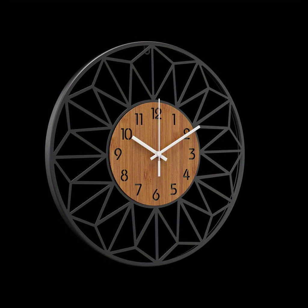 Silent Metal Wall Clock with Wood-Grain Centre — product view 12