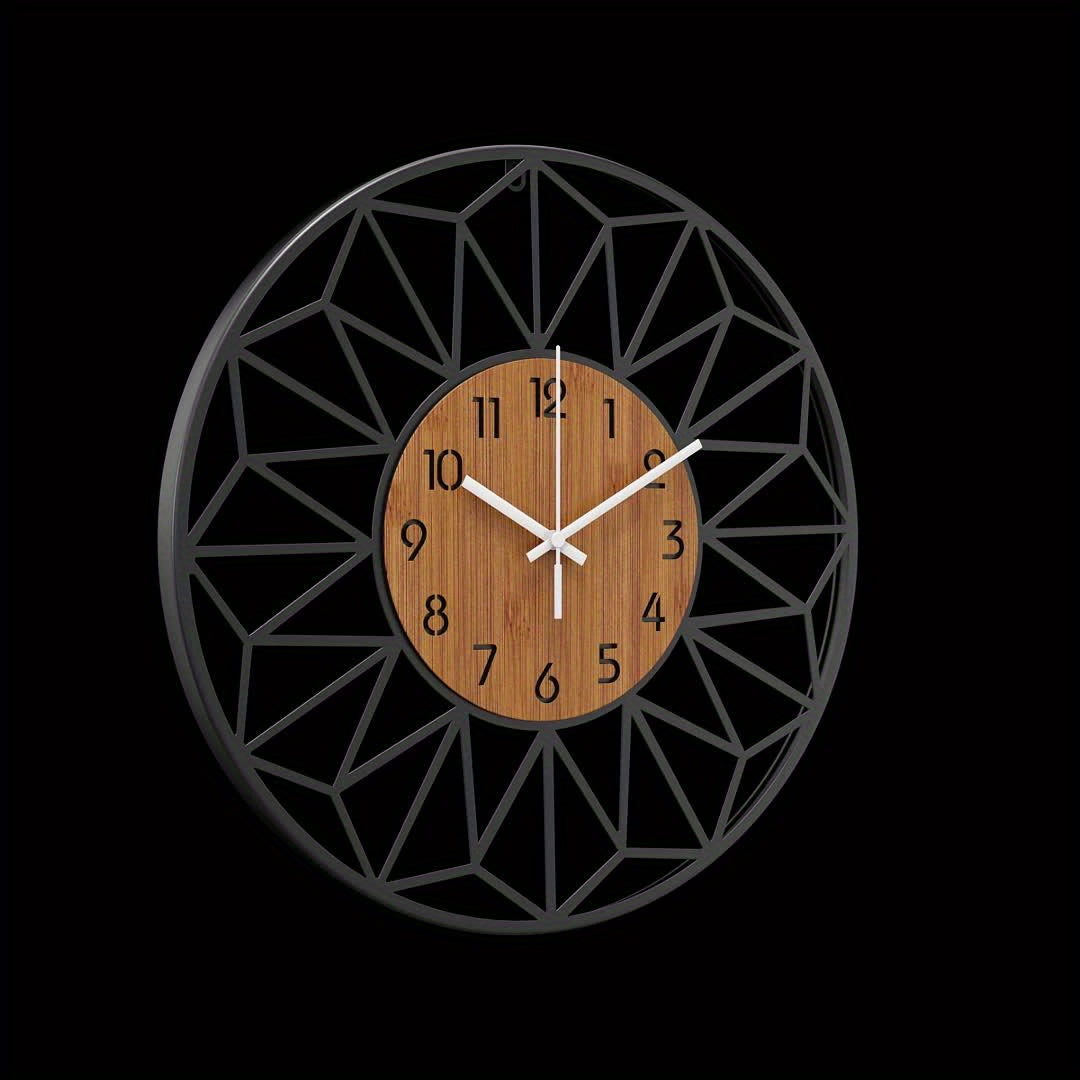 Silent Metal Wall Clock with Wood-Grain Centre — product view 12