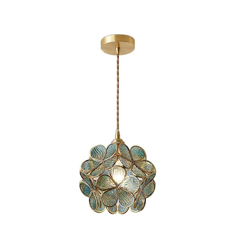 Floral Glass Pendant Light with Brass Fittings - view 4