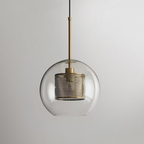 Glass and Perforated Metal Pendant Light, Industrial Style - view 29