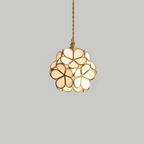 Floral Glass Pendant Light with Brass Fittings - view 1