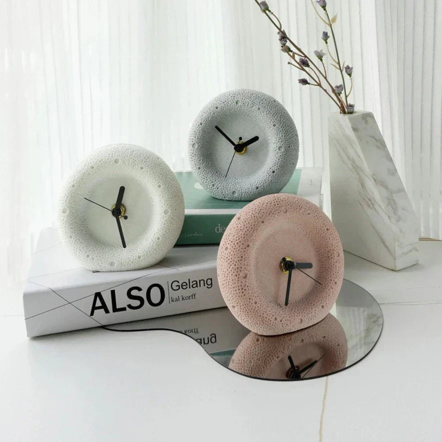 Sandstone Desk Clock, Silent Minimalist Table Clock - product view 9