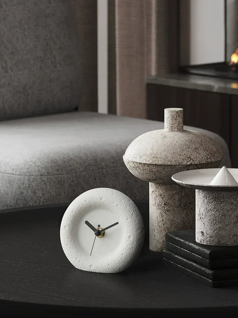 Sandstone Desk Clock, Silent Minimalist Table Clock - product view 11