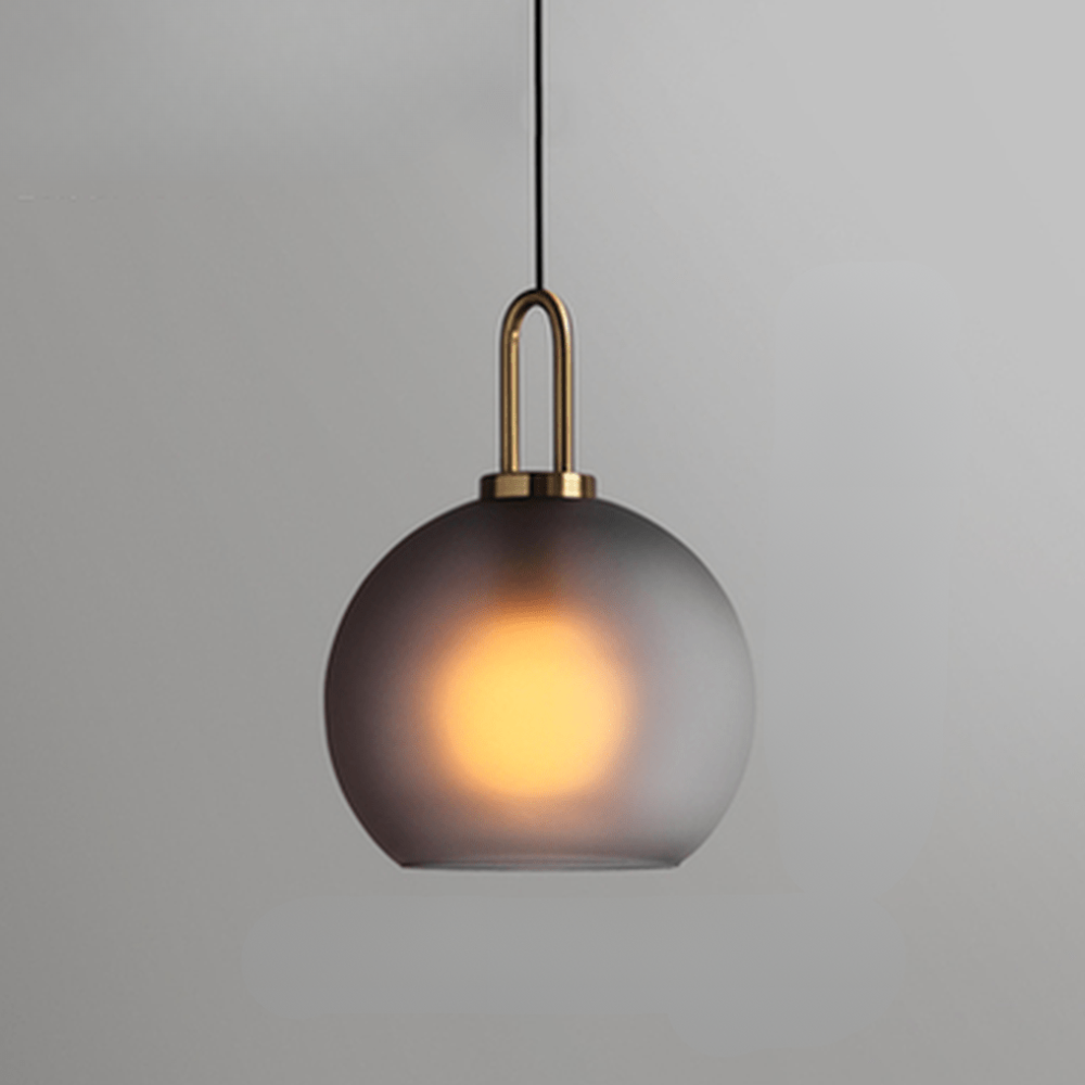Glass Globe or Capsule Pendant Light with Brass Arch - view 26