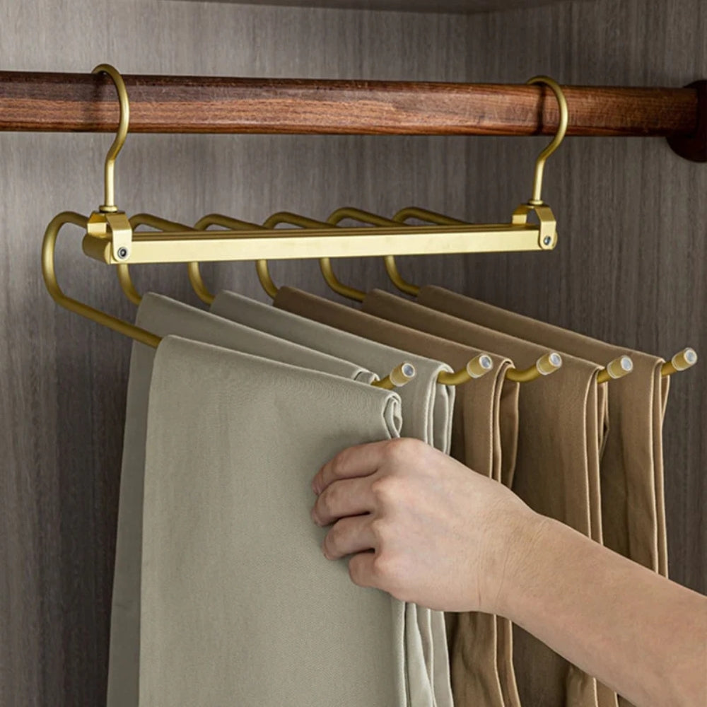 Folding Six-Bar Aluminium Trouser Hanger – image 1