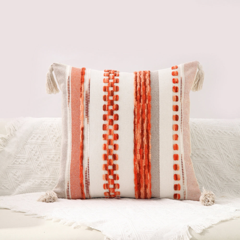 Reversible Striped Tassel Cushion Cover – image 2