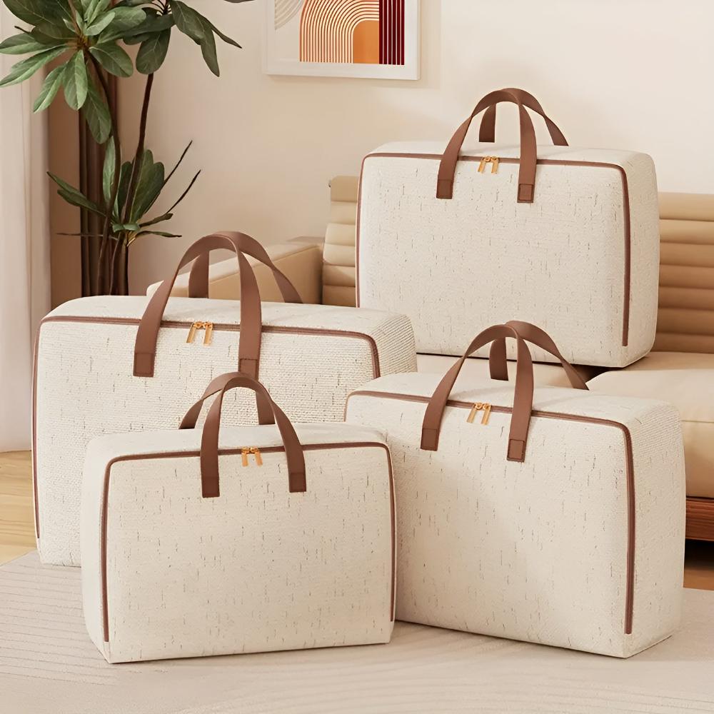 Linen Zip-Up Household Storage Bag – image 1
