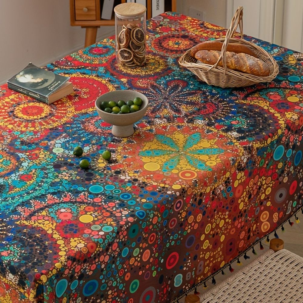 Colourful Mandala Tassel Tablecloth – image 2