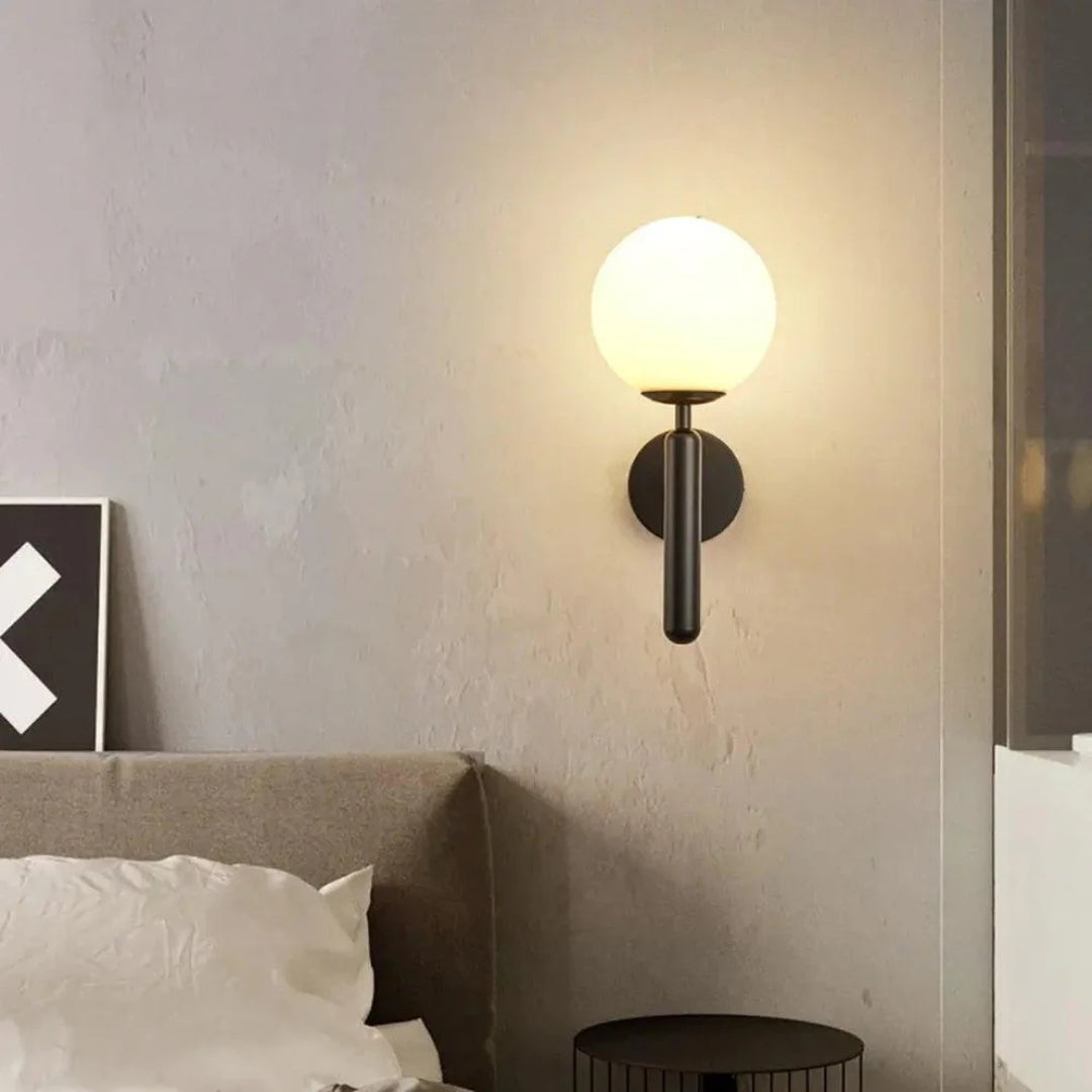 Glass Globe Wall Sconce with Black or Gold-Tone Frame - view 7