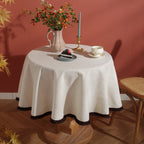 Fringed Linen Blend Tablecloth