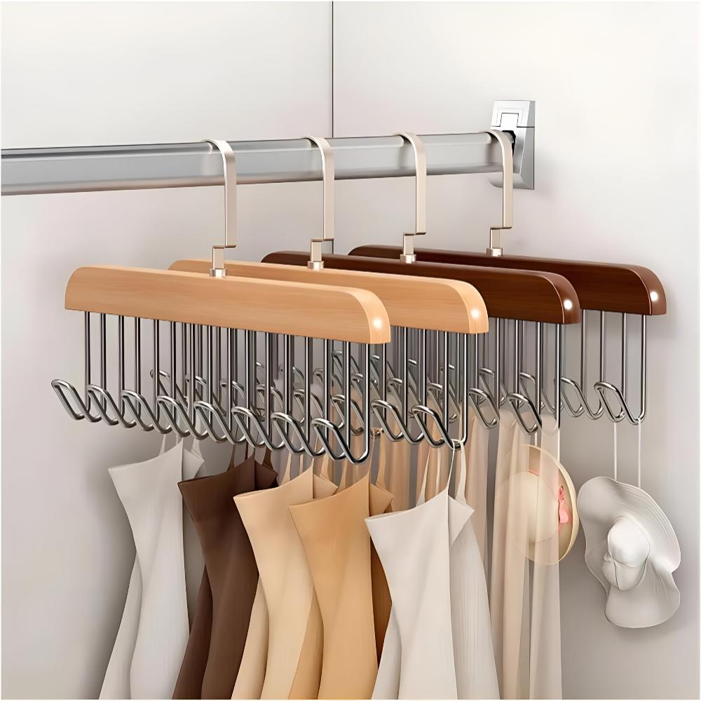 Wooden Eight-Hook Rotating Accessory Hanger – image 3
