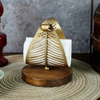 Gold Leaf Napkin Holder with Wooden Base – image 4
