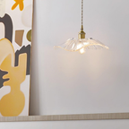 Ribbed Glass Flower Pendant Light with Copper Fittings - view 14