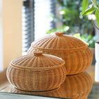 Woven Rattan Storage Basket with Domed Lid – image 1