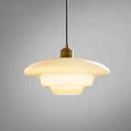 Layered Opal Glass Pendant Light, Art Deco Design - view 15