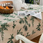 Pine and Bird Cotton Linen Fringe Tablecloth – image 2