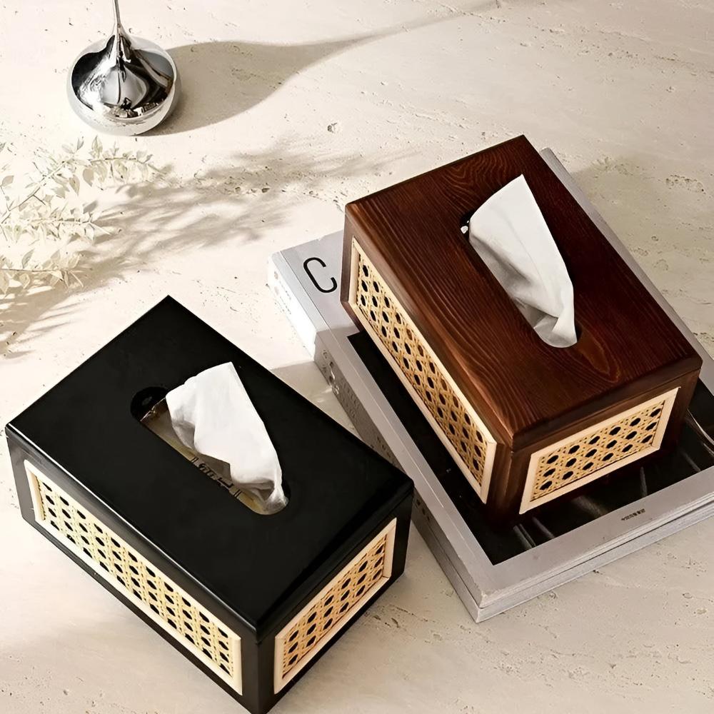 Wood and Rattan Tissue Box – image 5