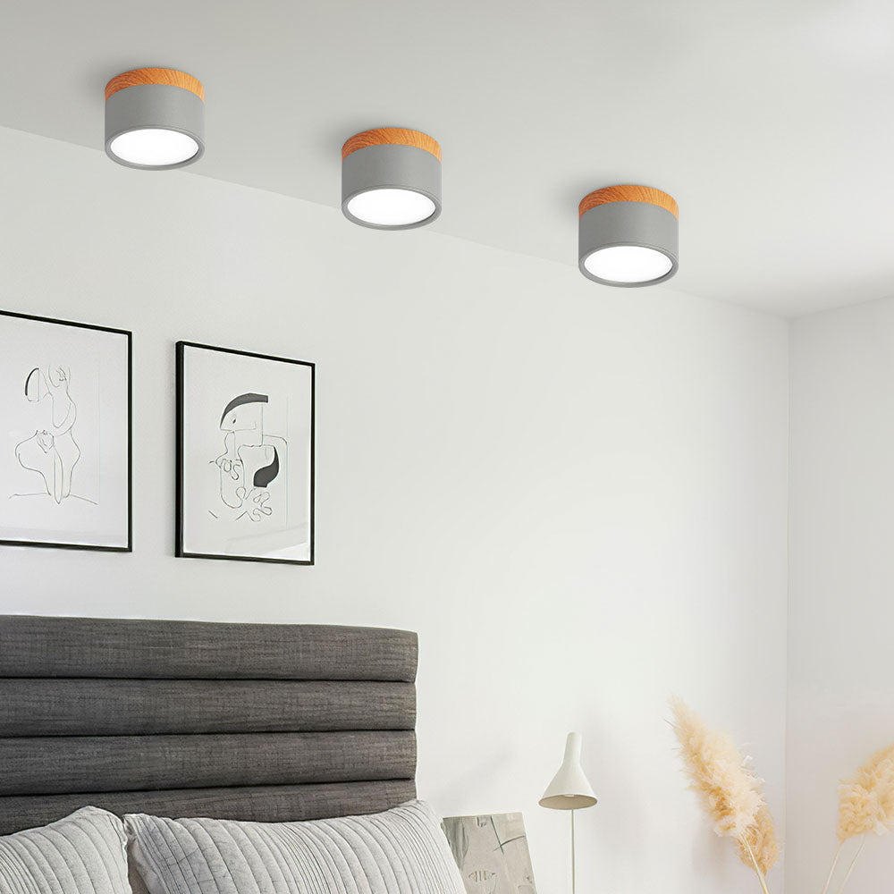 Wood-Effect LED Button Ceiling Light - view 16