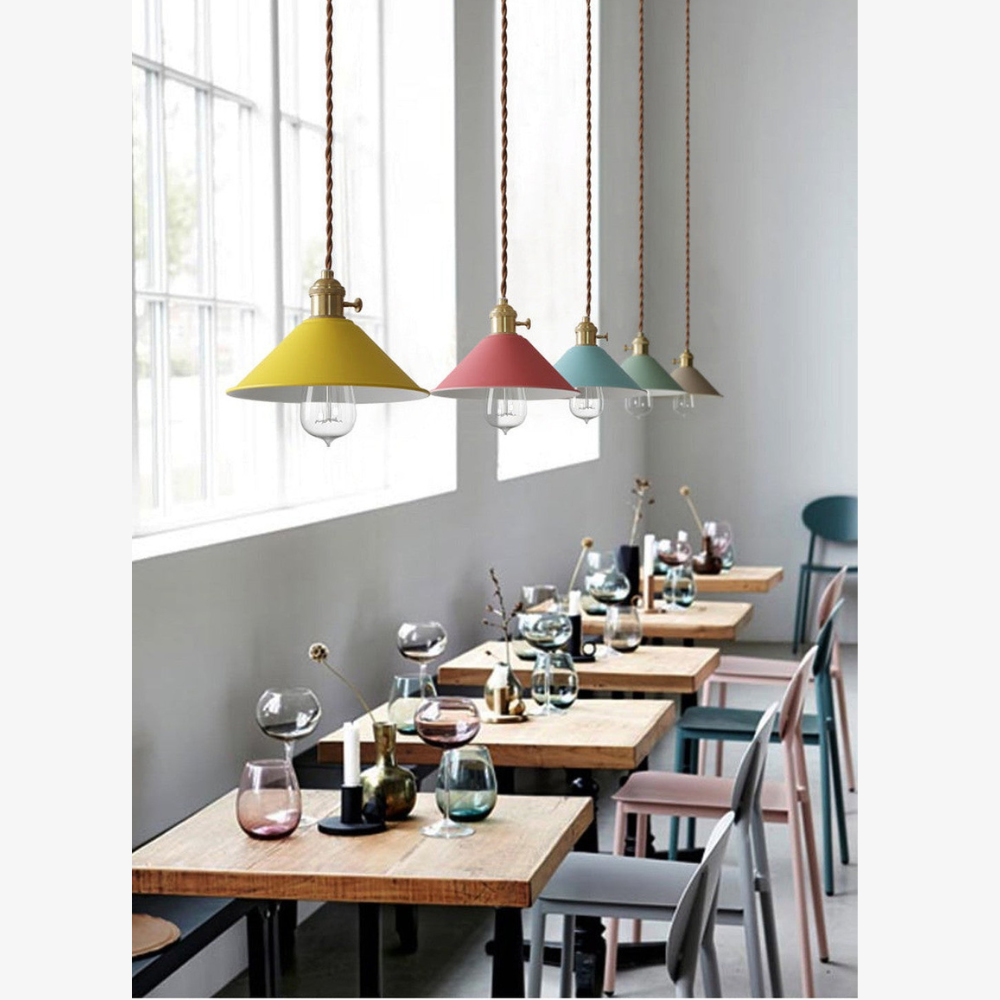 Matte Cone Pendant Light with Brass Fitting - view 3