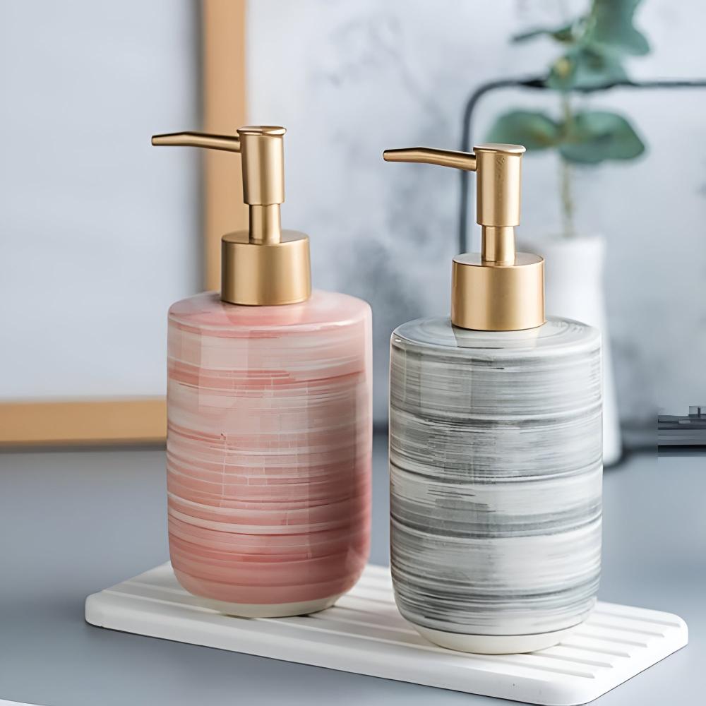 Striped Ceramic Soap Dispenser 350 mL – image 2