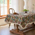 Floral Jacquard Linen Fringe Tablecloth – image 2
