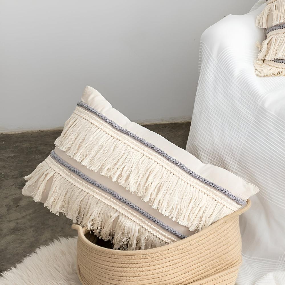Fringed Linen Cushion Cover – image 3