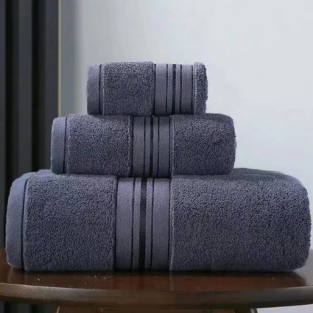 Cotton Bathroom Towel Set – 3 Pieces – image 2