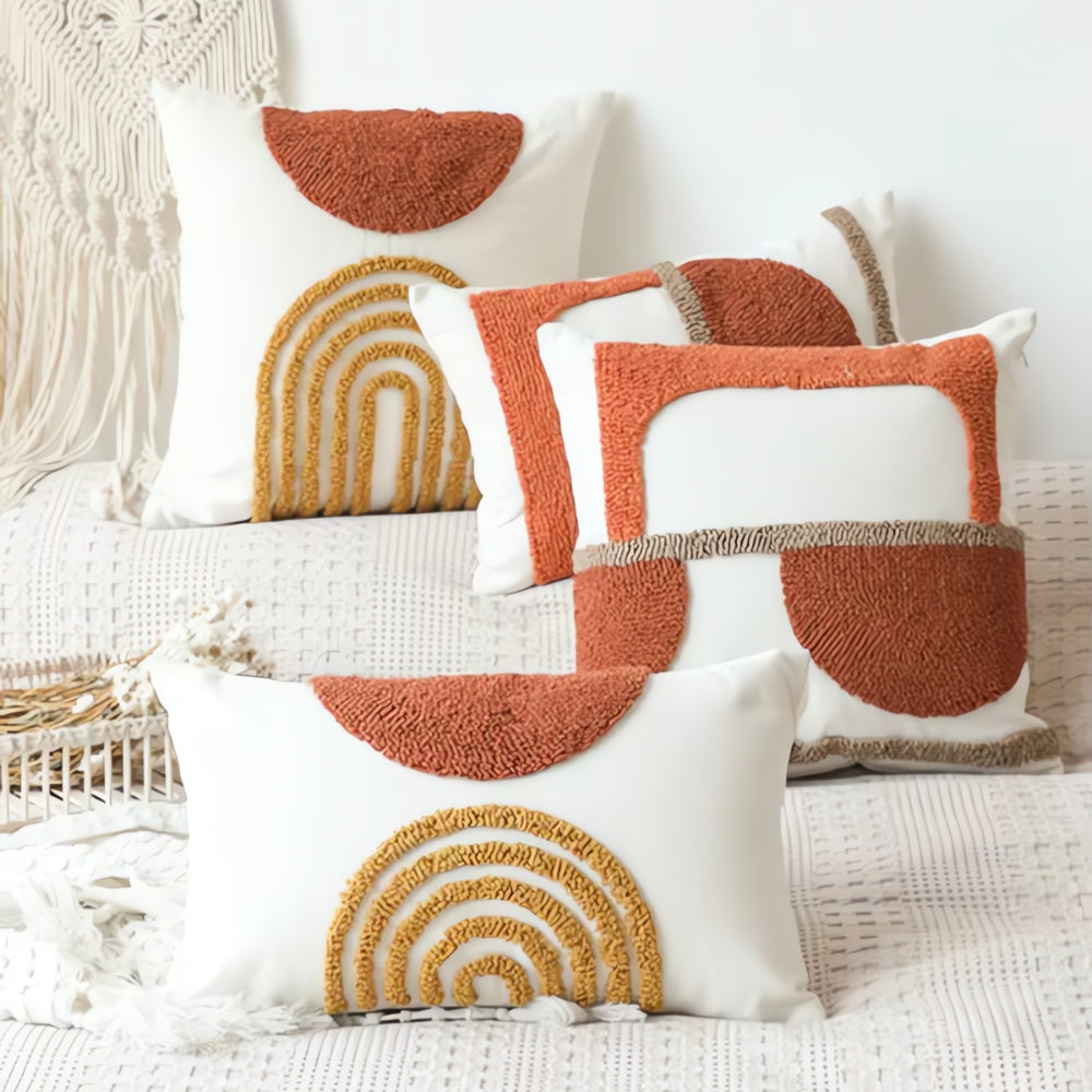 Geometric Embroidered Cotton Cushion Cover – image 3