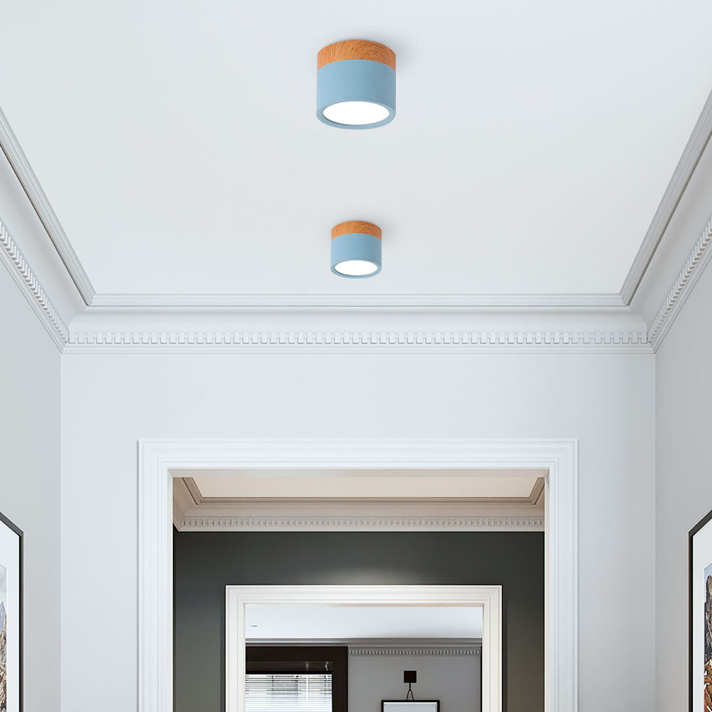 Wood-Effect LED Button Ceiling Light - view 17