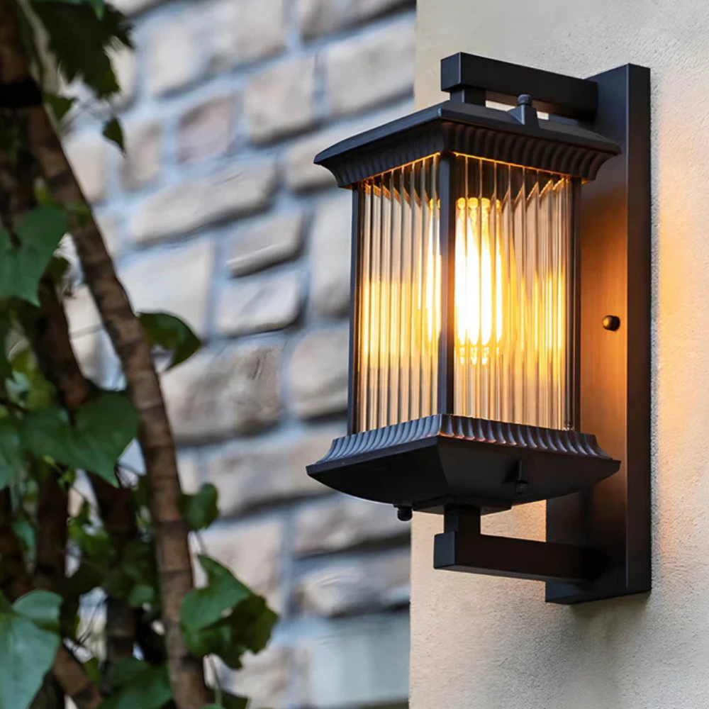 Tiered Glass Outdoor Wall Light, Warm White LED Porch Lamp - view 2