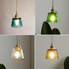 Hammered Glass Pendant Light with Brass Hardware - view 17