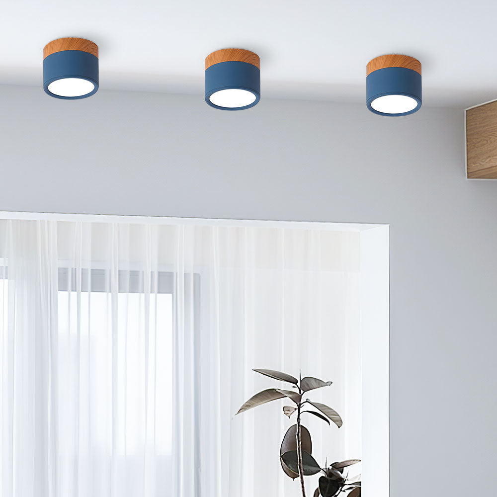 Wood-Effect LED Button Ceiling Light - view 21