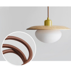 Frosted Pebble Glass Pendant Light with Oak or Walnut Disc - view 13