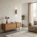 Travertine and Wood Wall Sconce with Up-and-Down Lighting - view 3