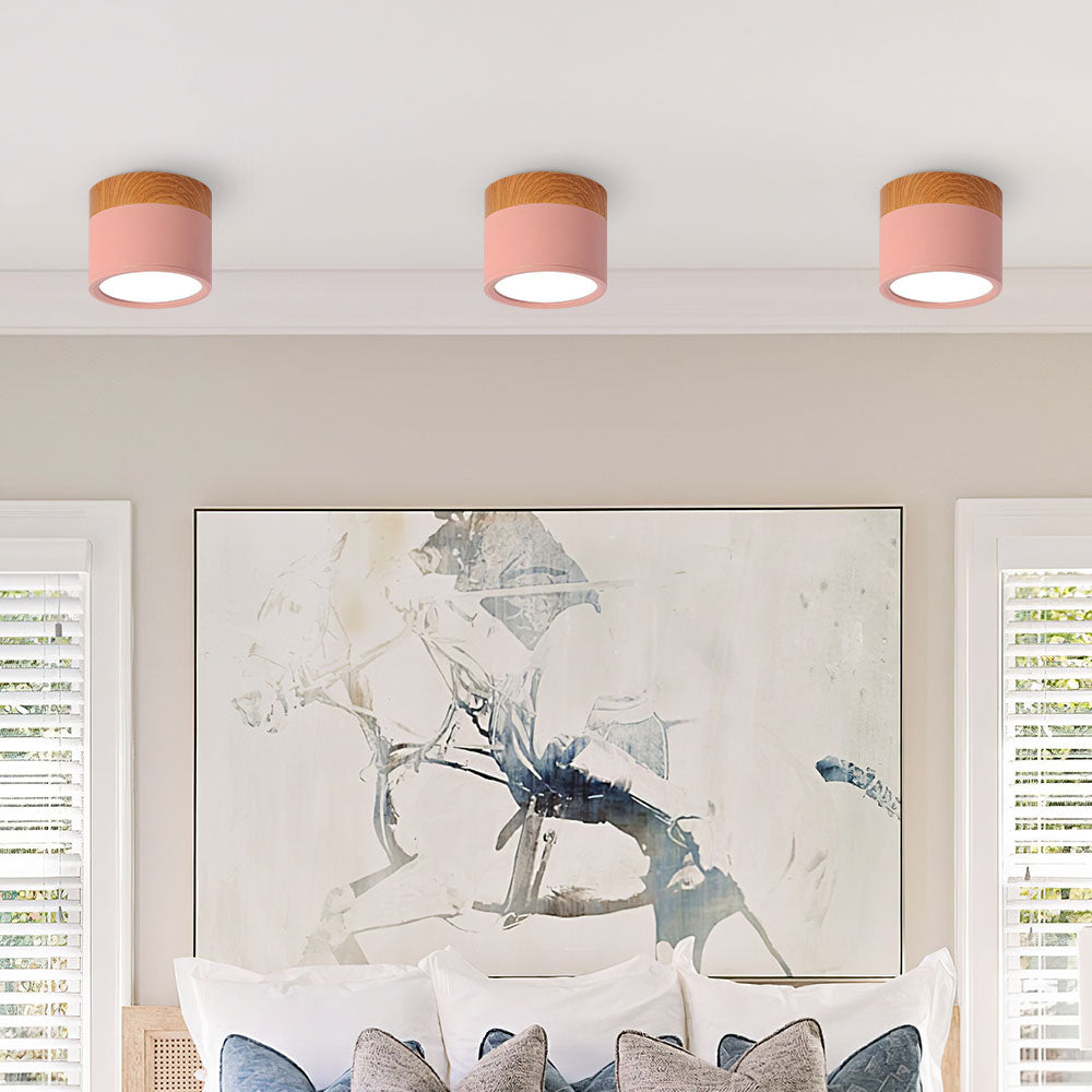 Wood-Effect LED Button Ceiling Light - view 23