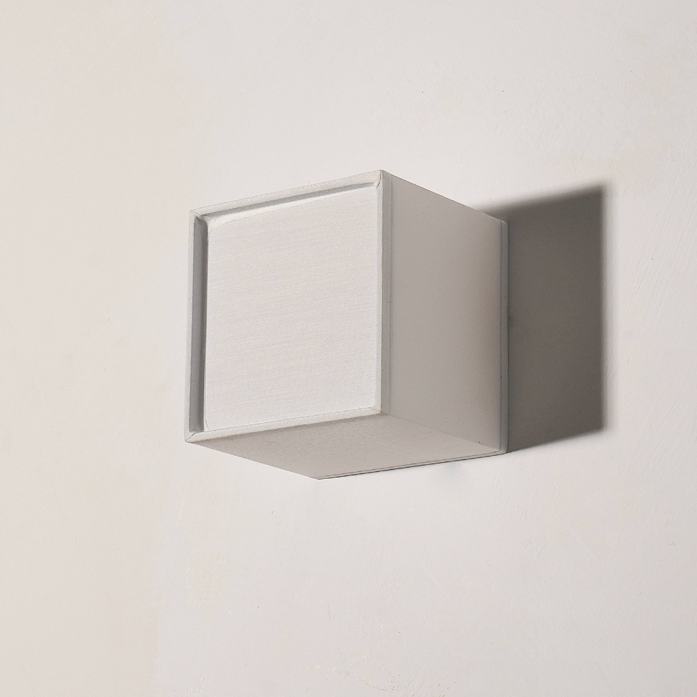 Fabric Cube LED Wall Sconce, White Japandi Design - view 17
