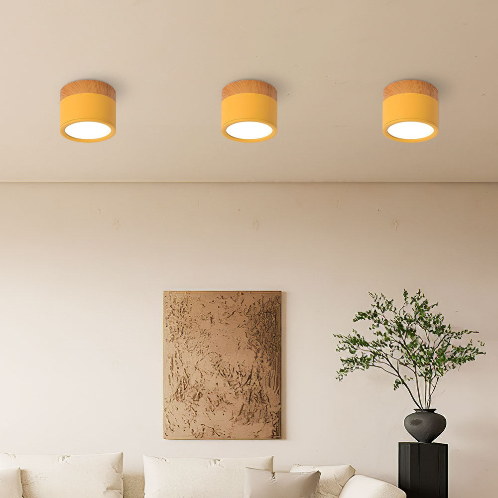 Wood-Effect LED Button Ceiling Light - view 4