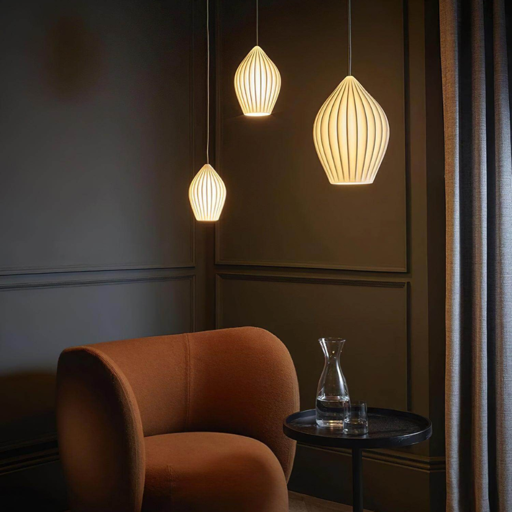 Ribbed Ceramic Teardrop Pendant Light - view 21