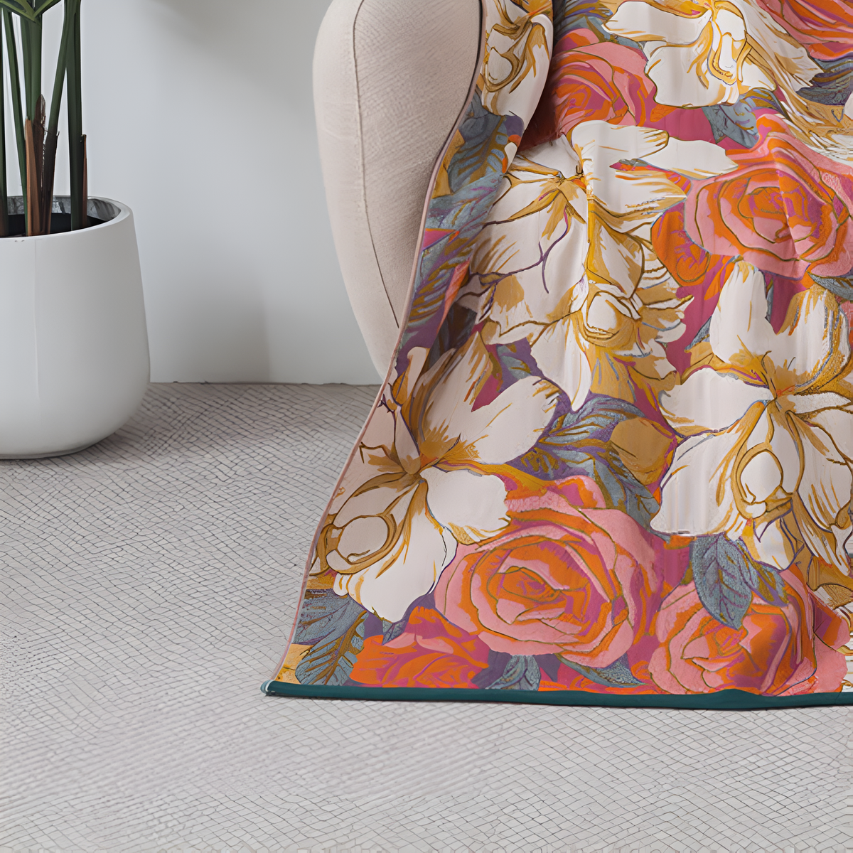 Rose Pattern Cotton Gauze Bath Towel – image 3