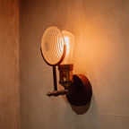Ribbed Fresnel Glass Wall Sconce with Brass Finish - view 3