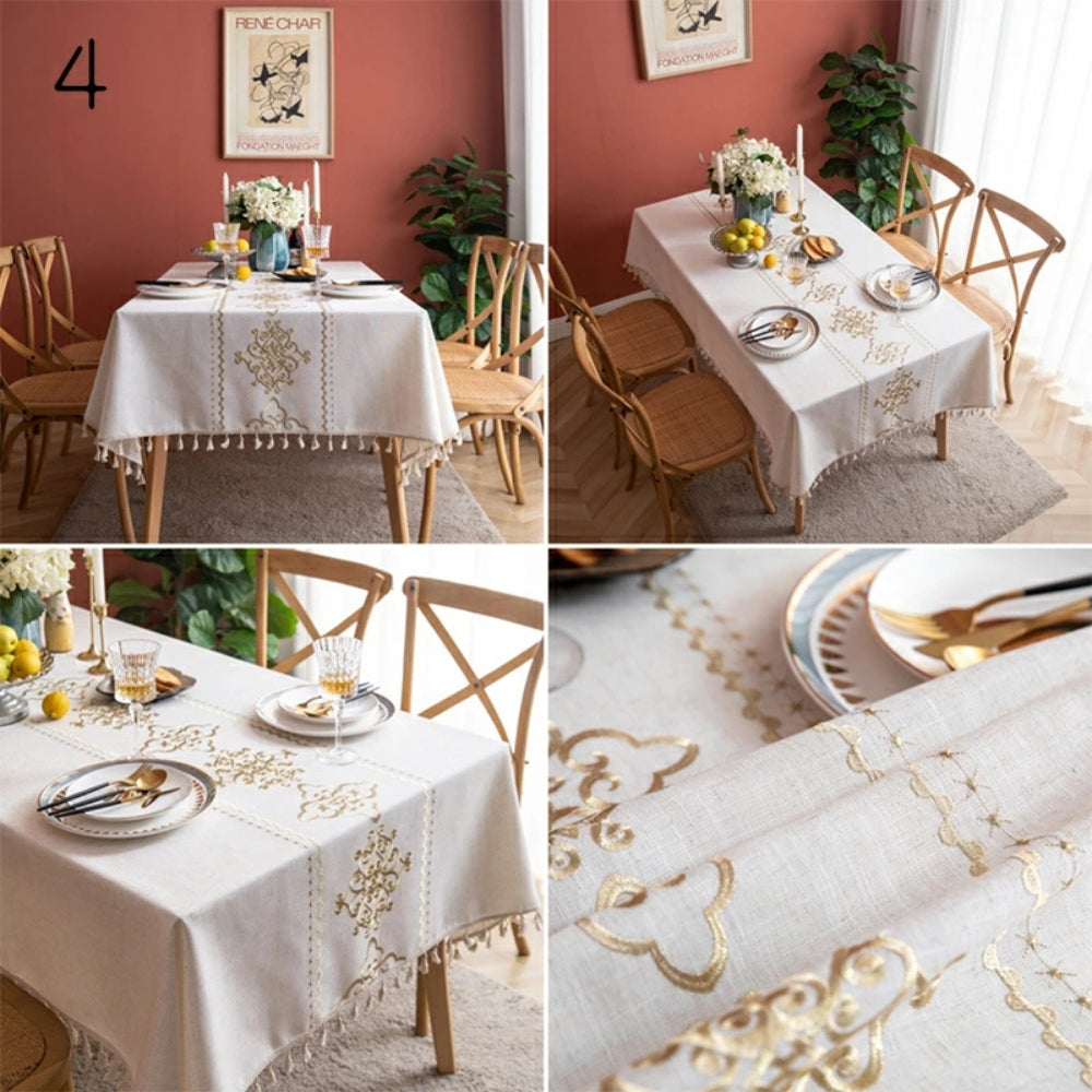 Embroidered Jacquard Tassel Tablecloth – image 5