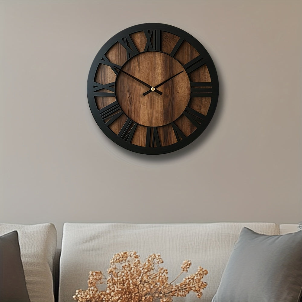 Vintage Roman Numeral Wooden Wall Clock — product view 10