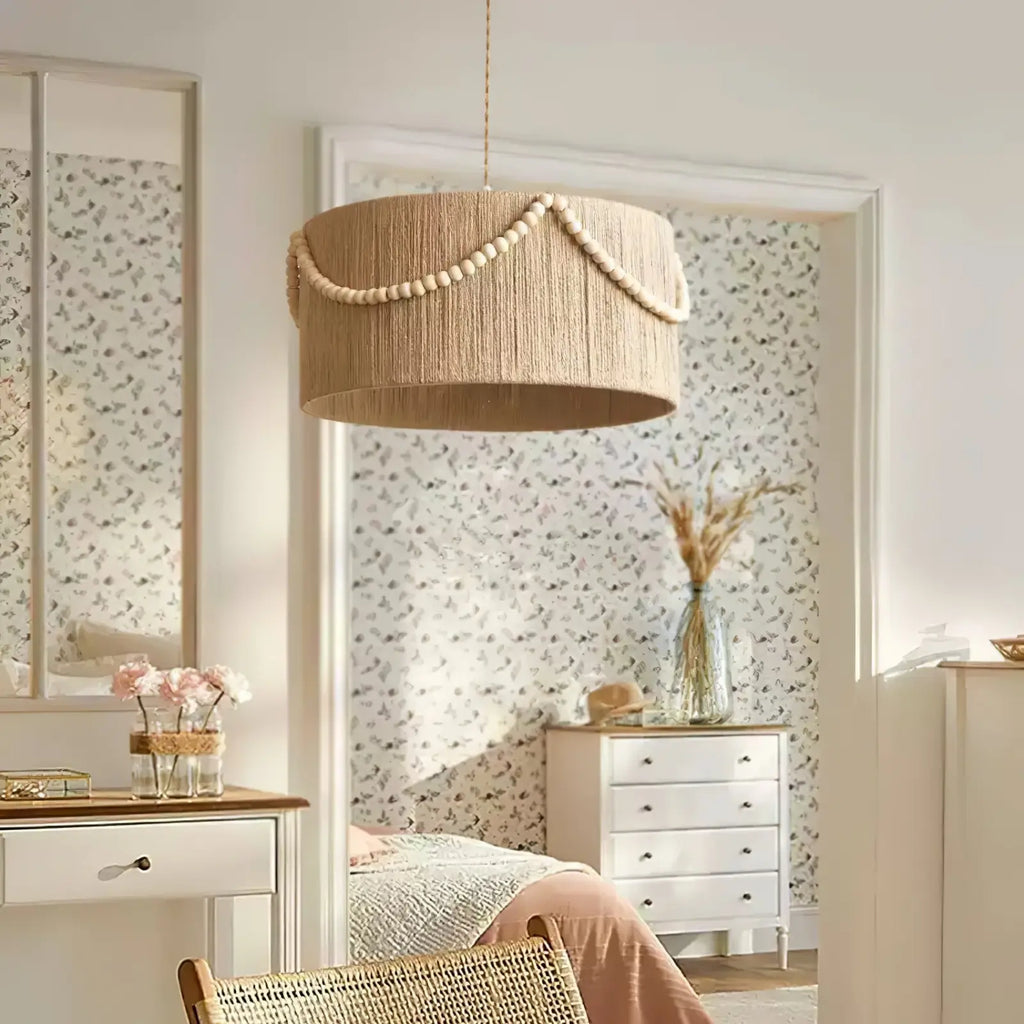 Natural Jute Pendant Light with Metal Frame - view 4