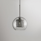 Glass and Perforated Metal Pendant Light, Industrial Style - view 30