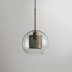 Glass and Perforated Metal Pendant Light, Industrial Style - view 31