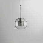 Glass and Perforated Metal Pendant Light, Industrial Style - view 32