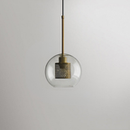 Glass and Perforated Metal Pendant Light, Industrial Style - view 33