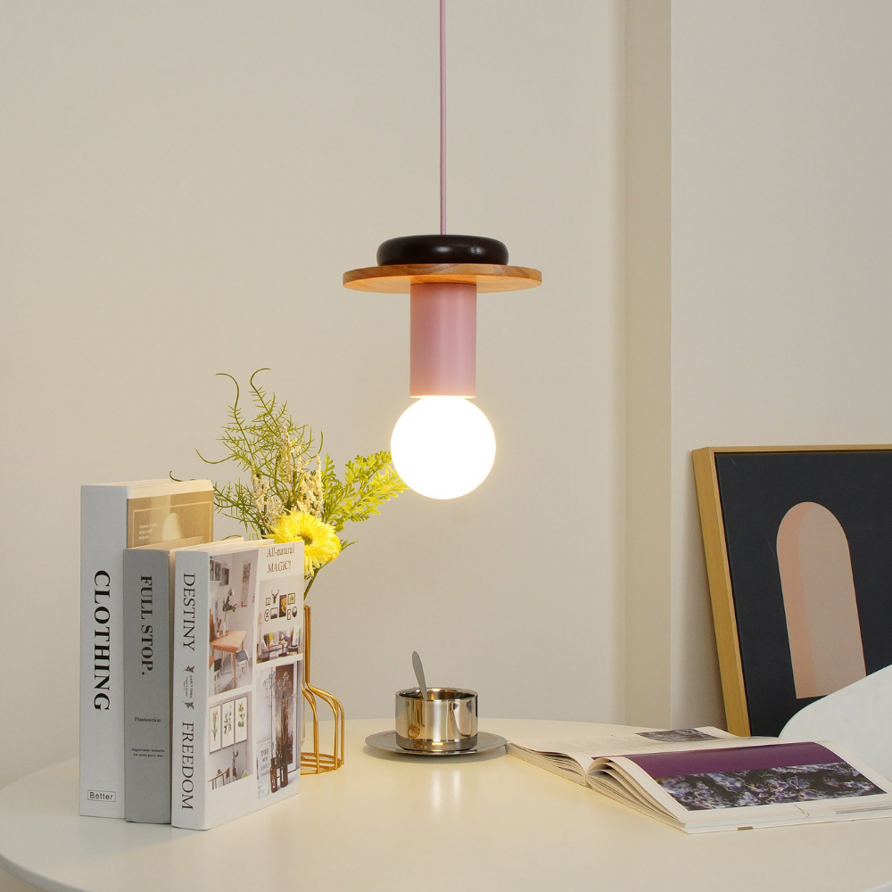 Geometric Wood Pendant Light, Sculptural Nordic Design - view 13