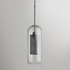 Glass and Perforated Metal Pendant Light, Industrial Style - view 34