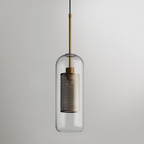 Glass and Perforated Metal Pendant Light, Industrial Style - view 38